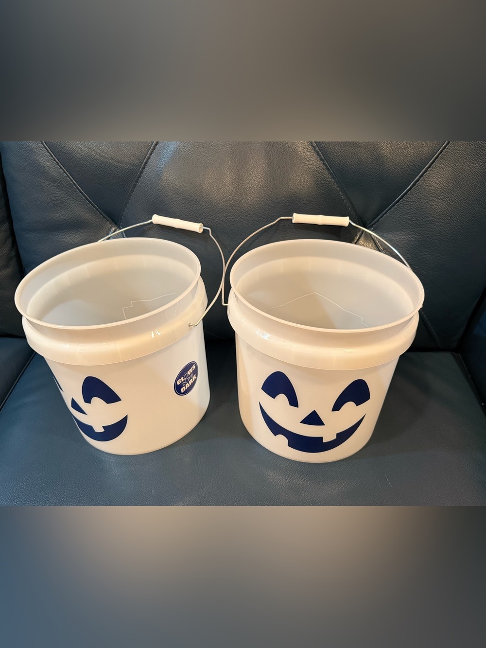 2 Viral Lowes Glow in the Dark Halloween  Jack-O-Lantern Trick or Treat Buckets.